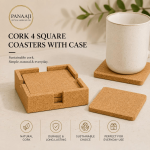 Cork 4 Square Coasters With Case